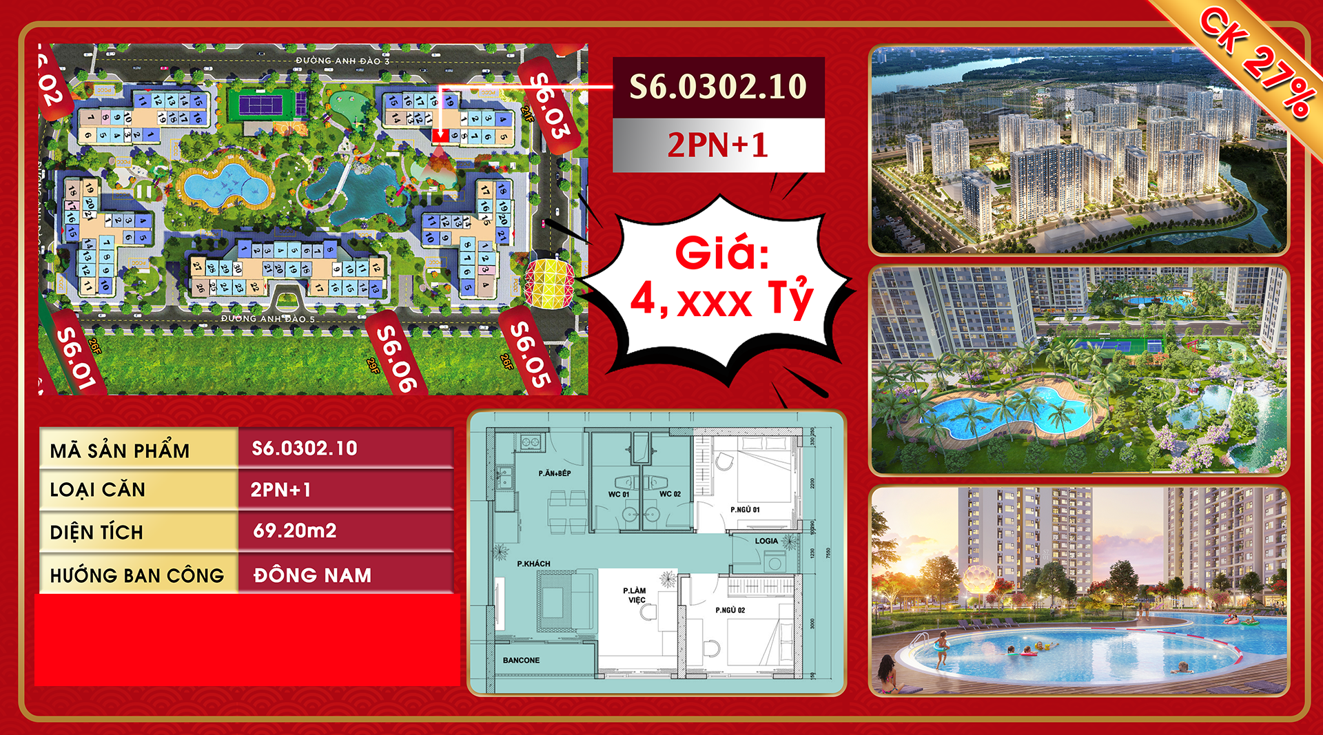 Căn hộ tòa S6 phân khu The Origami từ chủ đầu tư_S6.0302.10